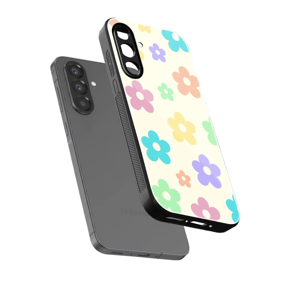 Floral Mosaic sleek samsung galaxy a37 5g cover with tempered glass back and TPU edges