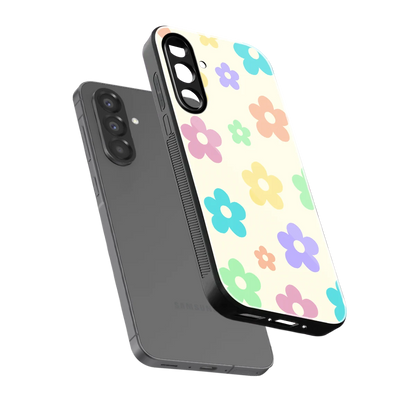 Floral Mosaic sleek samsung galaxy a37 5g cover with tempered glass back and TPU edges