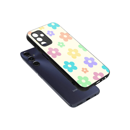 Floral Mosaic sleek samsung galaxy m14 5g cover with tempered glass back and TPU edges