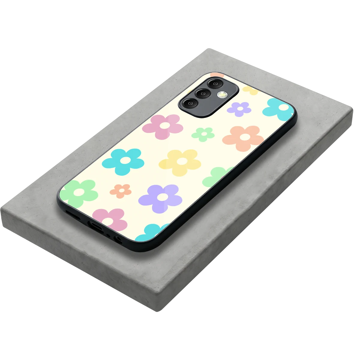 Floral Mosaic stylish phone case for samsung galaxy m14 5g | glossy glass and slim fit