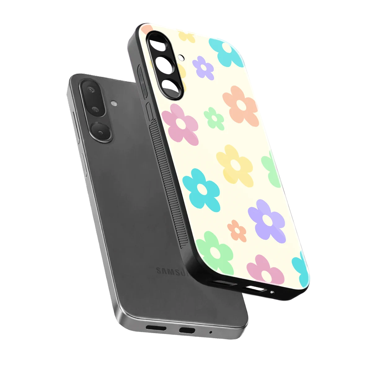 Floral Mosaic sleek samsung galaxy m36 5g cover with tempered glass back and TPU edges