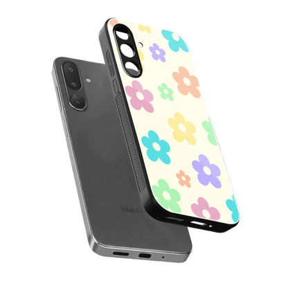 Floral Mosaic sleek samsung galaxy m36 5g cover with tempered glass back and TPU edges