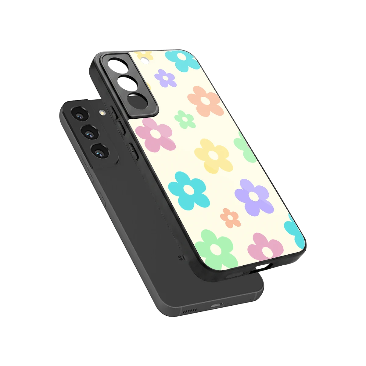 Floral Mosaic sleek samsung galaxy s22 cover with tempered glass back and TPU edges