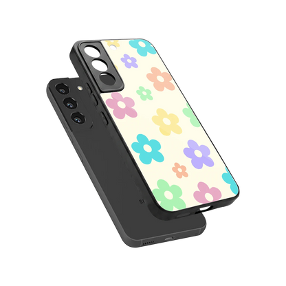 Floral Mosaic sleek samsung galaxy s22 cover with tempered glass back and TPU edges