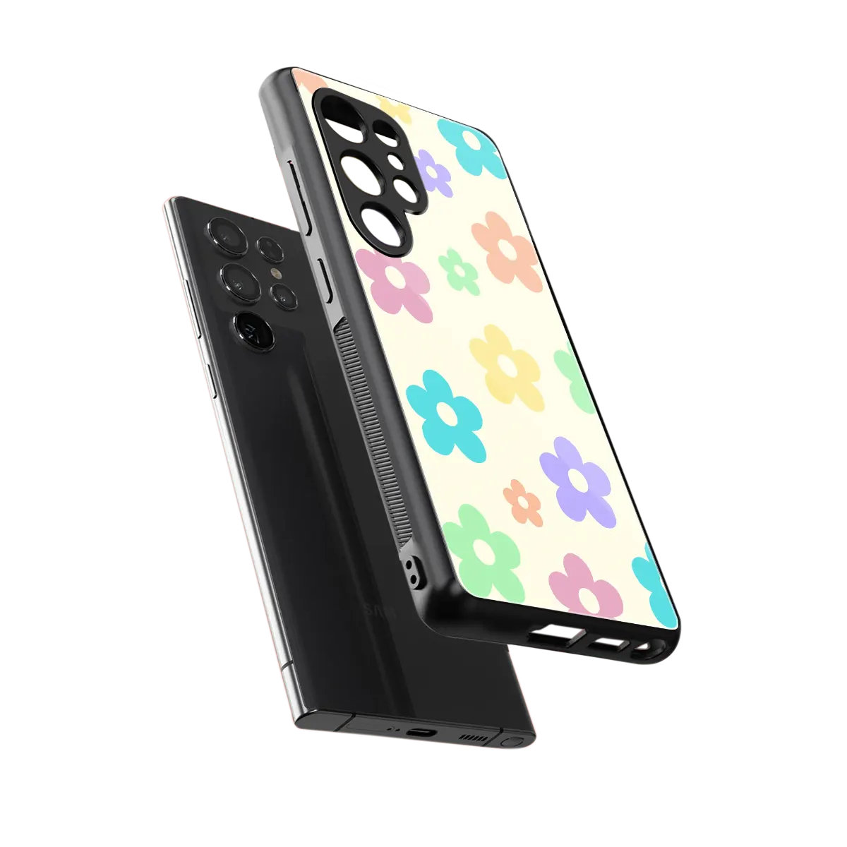 Floral Mosaic sleek samsung galaxy s25 ultra cover with tempered glass back and TPU edges