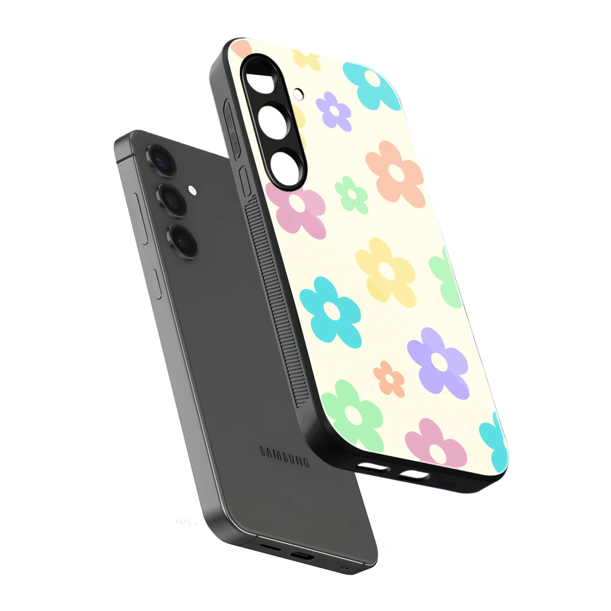 Floral Mosaic sleek samsung galaxy s25 cover with tempered glass back and TPU edges