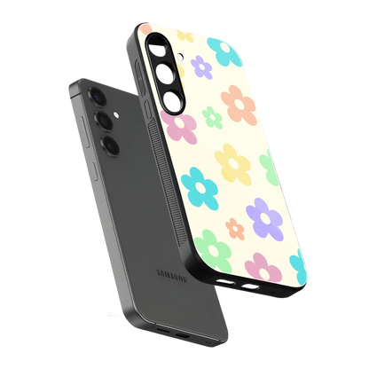 Floral Mosaic sleek samsung galaxy s25 fe cover with tempered glass back and TPU edges