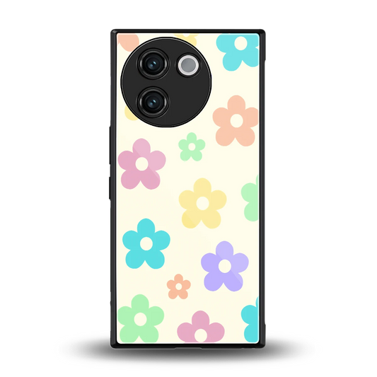 Floral Mosaic back phone cover | glass case for vivo v30e