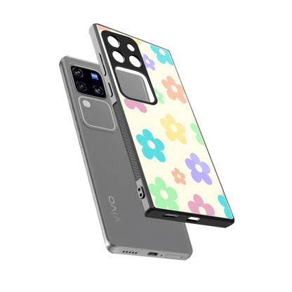 Floral Mosaic sleekvivo v30 pro cover with tempered glass back and TPU edges