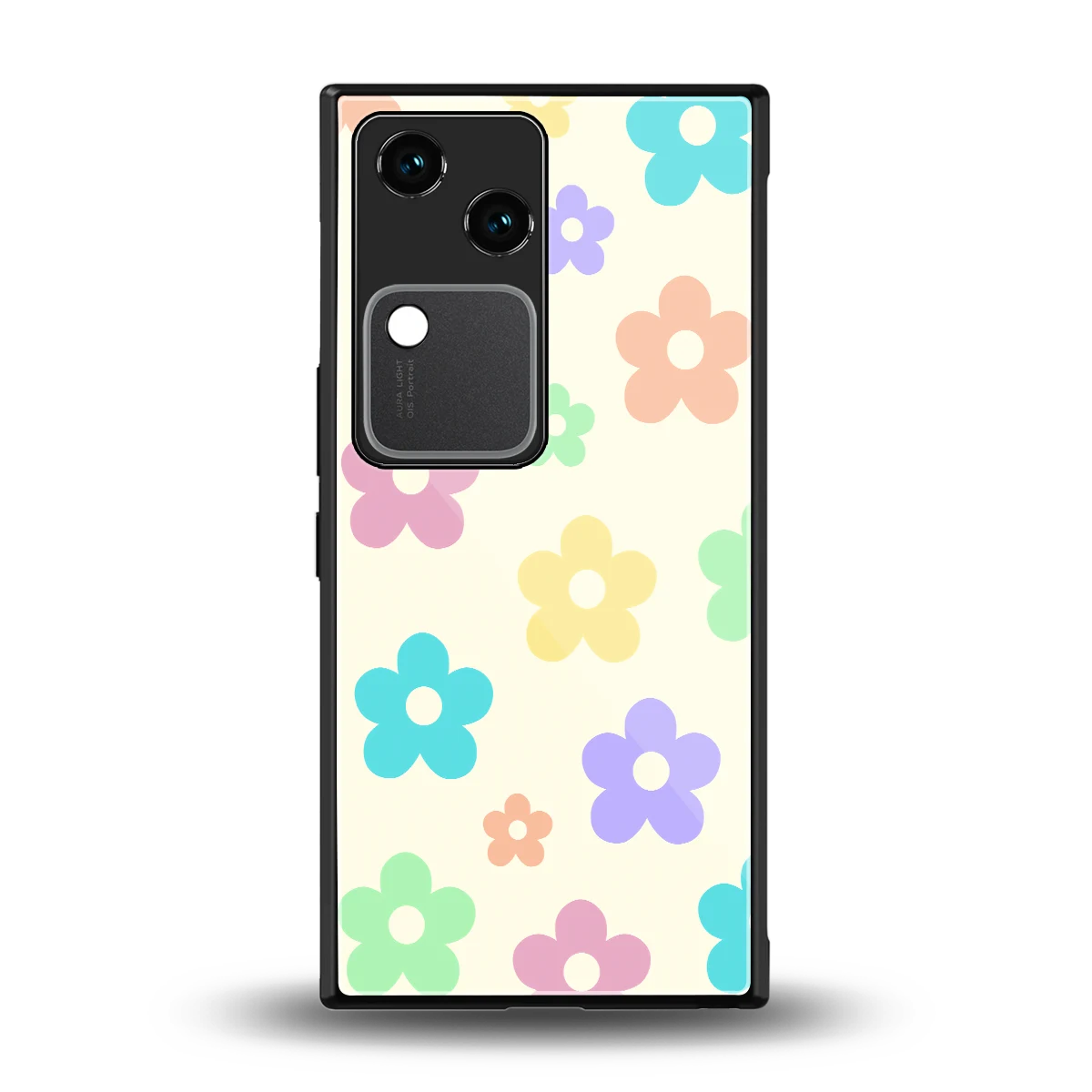 Floral Mosaic back phone cover | glass case for vivo v30