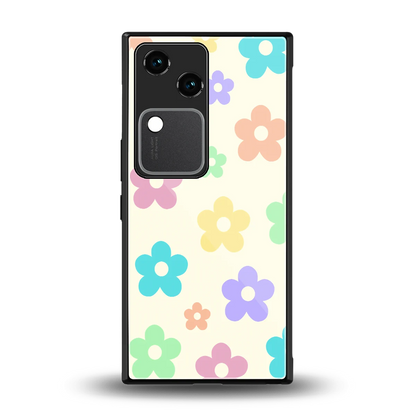 Floral Mosaic back phone cover | glass case for vivo v30