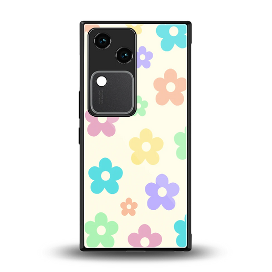 Floral Mosaic back phone cover | glass case for vivo v30