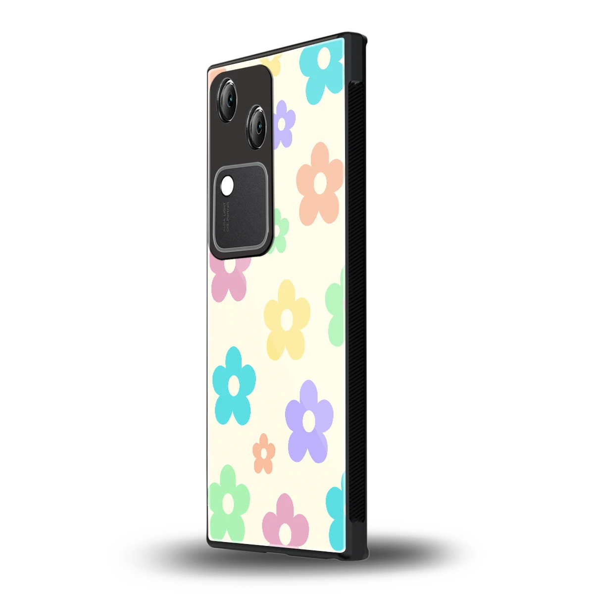 Floral Mosaic vivo v30 mobile cover | shockproof glass phone case