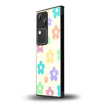 Floral Mosaic vivo v30 mobile cover | shockproof glass phone case
