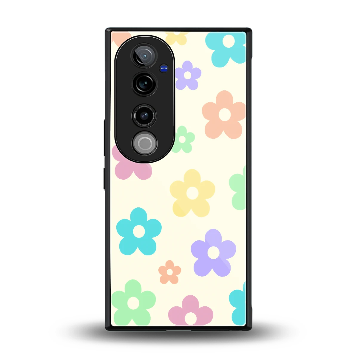 Floral Mosaic back phone cover | glass case for vivo v40 pro
