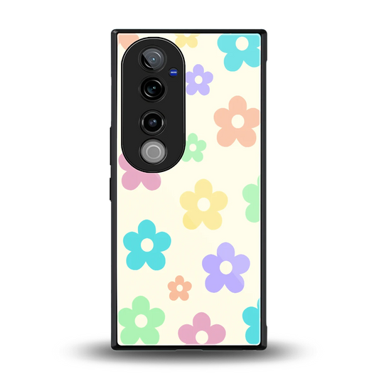 Floral Mosaic back phone cover | glass case for vivo v40 pro