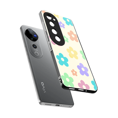 Floral Mosaic sleek vivo v40 pro cover with tempered glass back and TPU edges