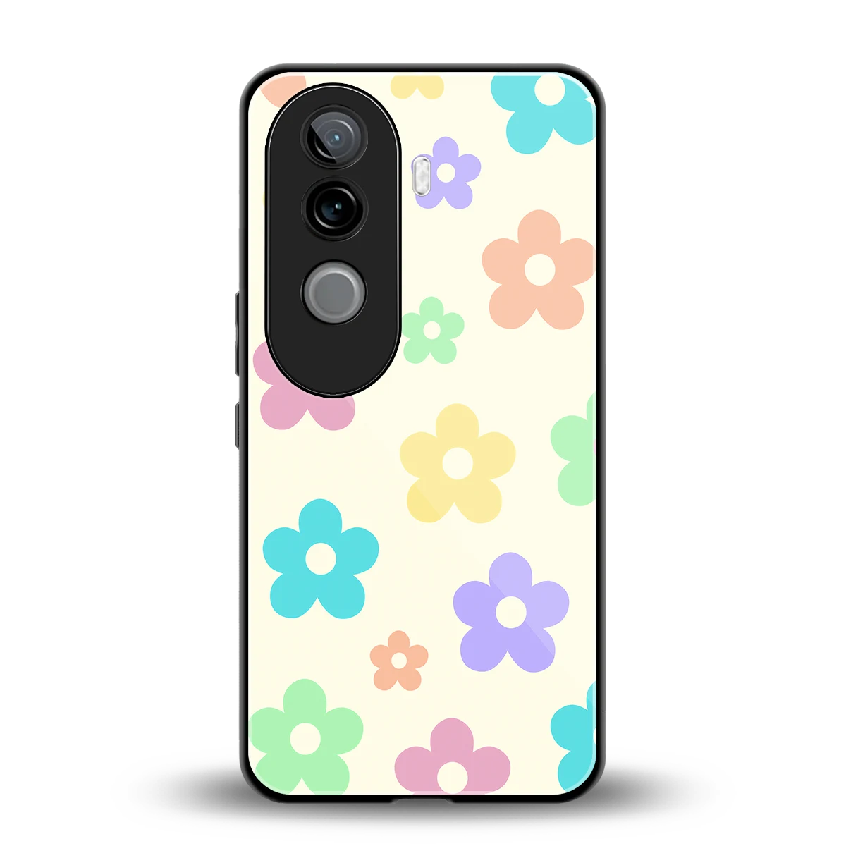 Floral Mosaic back phone cover | glass case for vivo v40e