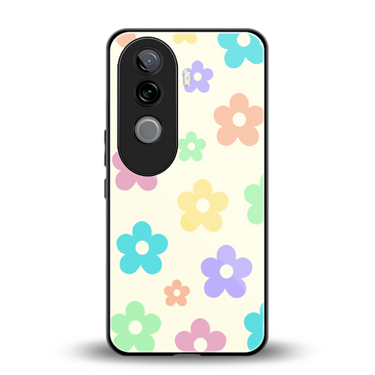 Floral Mosaic back phone cover | glass case for vivo v40e