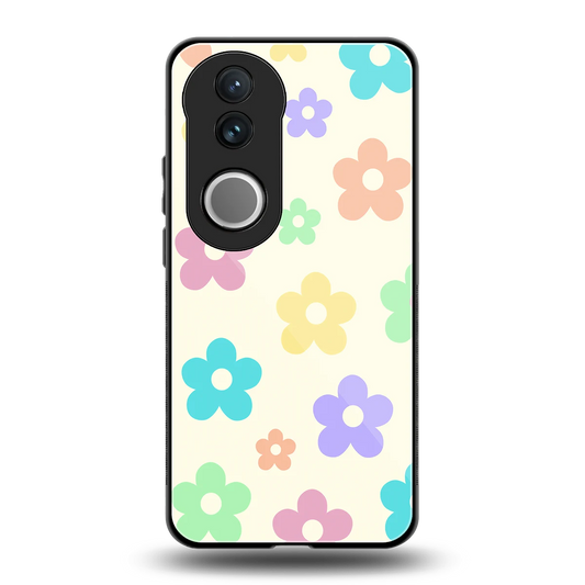 Floral Mosaic back phone cover | glass case for vivo v50