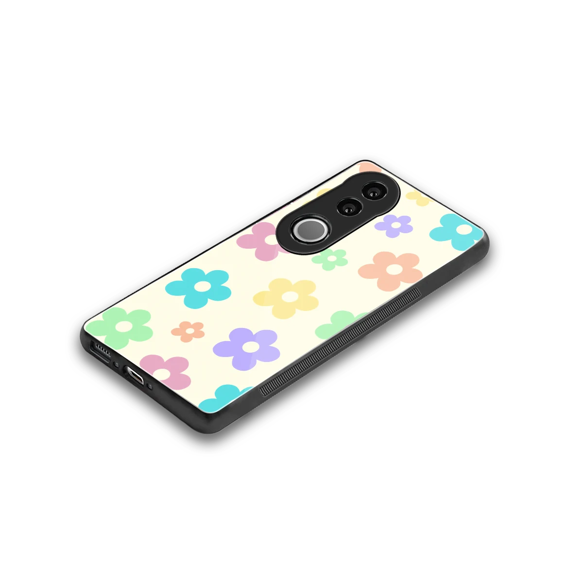 Floral Mosaic stylish phone case for vivo v50 | glossy glass and slim fit