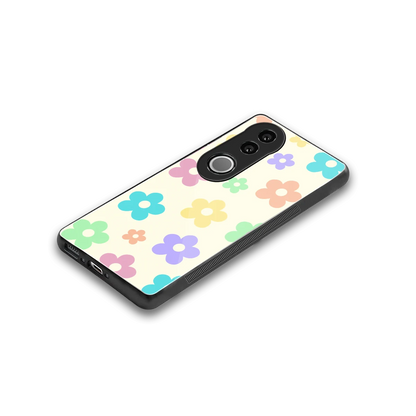 Floral Mosaic stylish phone case for vivo v50 | glossy glass and slim fit
