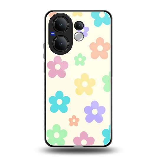 Floral Mosaic back phone cover | glass case for vivo v60