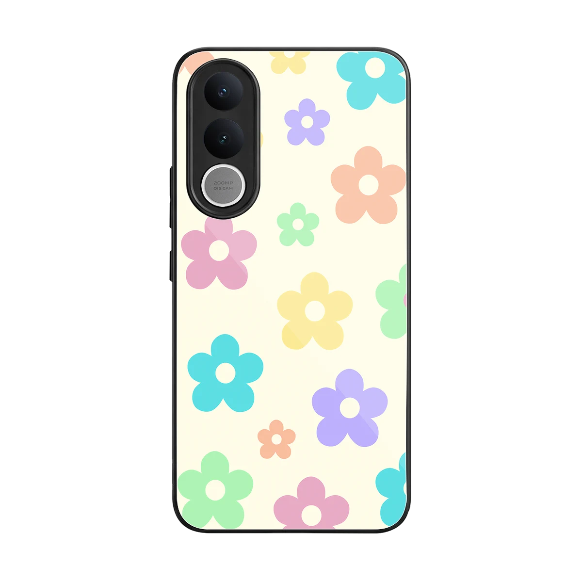 Floral Mosaic back phone cover | glass case for vivo v70 fe