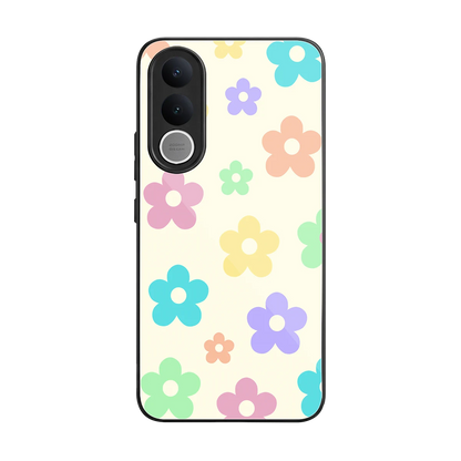 Floral Mosaic back phone cover | glass case for vivo v70 fe