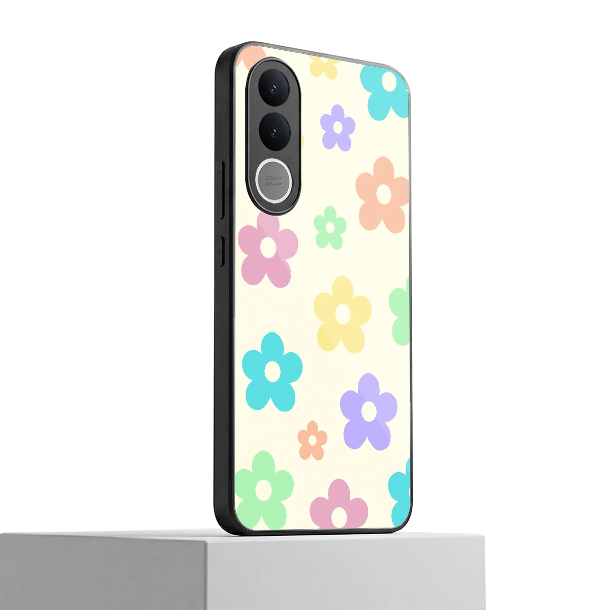 Floral Mosaic vivo v70 fe mobile cover | shockproof glass phone case
