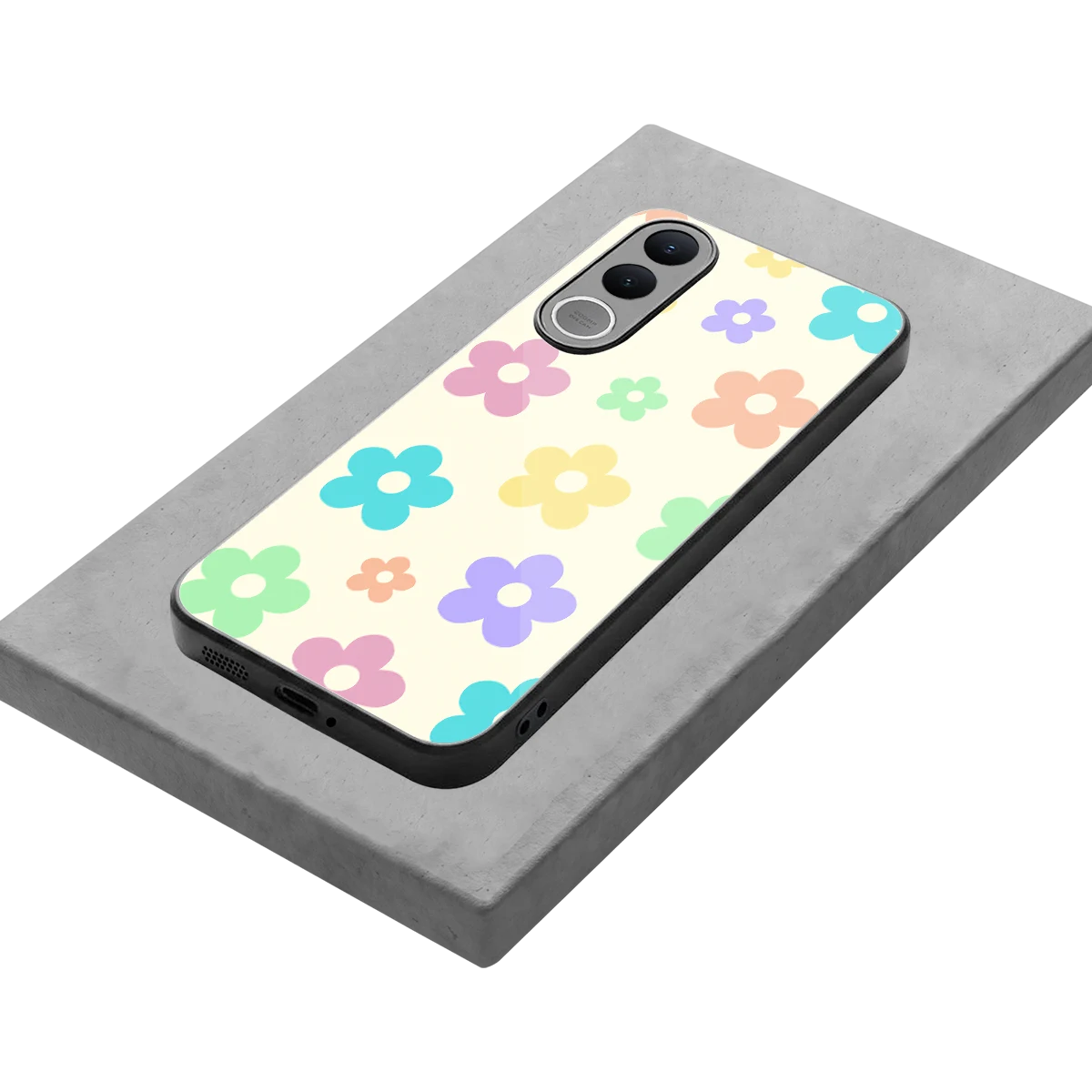 Floral Mosaic stylish phone case for vivo v70 fe | glossy glass and slim fit
