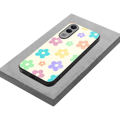 Floral Mosaic stylish phone case for vivo v70 fe | glossy glass and slim fit