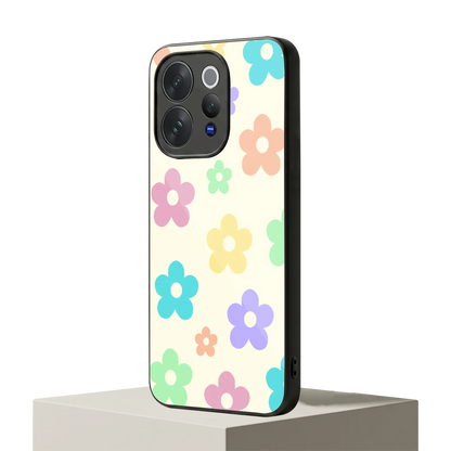 Floral Mosaic vivo v70 elite mobile cover | shockproof glass phone case