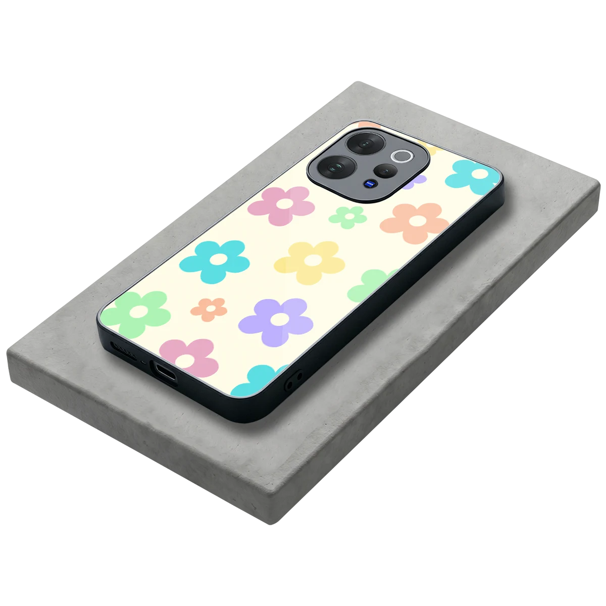 Floral Mosaic stylish phone case for vivo v70 elite | glossy glass and slim fit