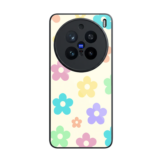 Floral Mosaic back phone cover | glass case for vivo x200 pro