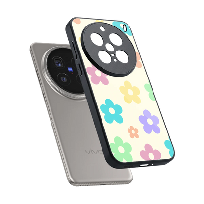 Floral Mosaic sleek vivo x200 pro cover with tempered glass back and TPU edges