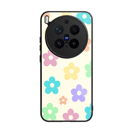 Floral Mosaic back phone cover | glass case for vivo x300 pro