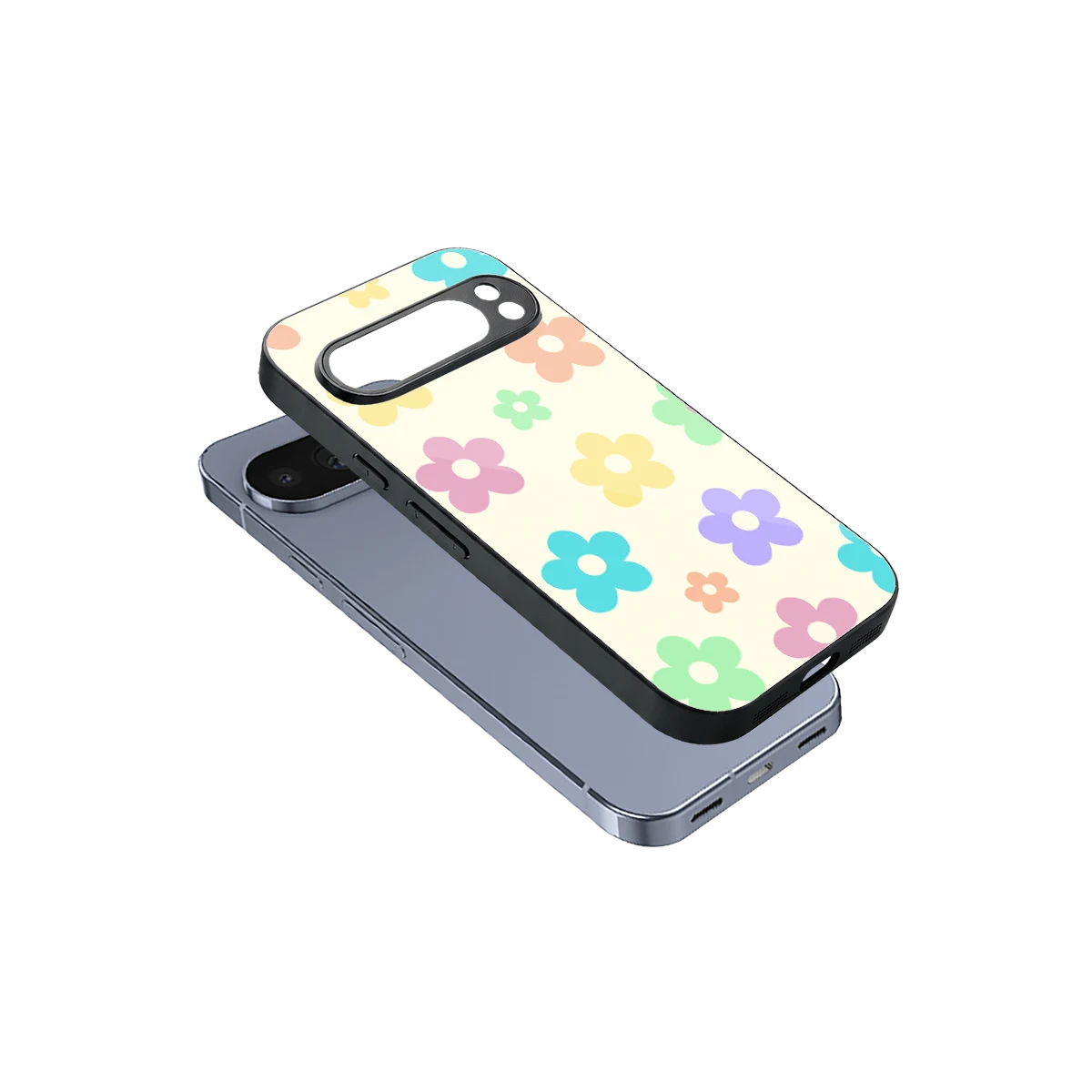Floral Mosaic sleek google pixel 10 pro cover with tempered glass back and TPU edges