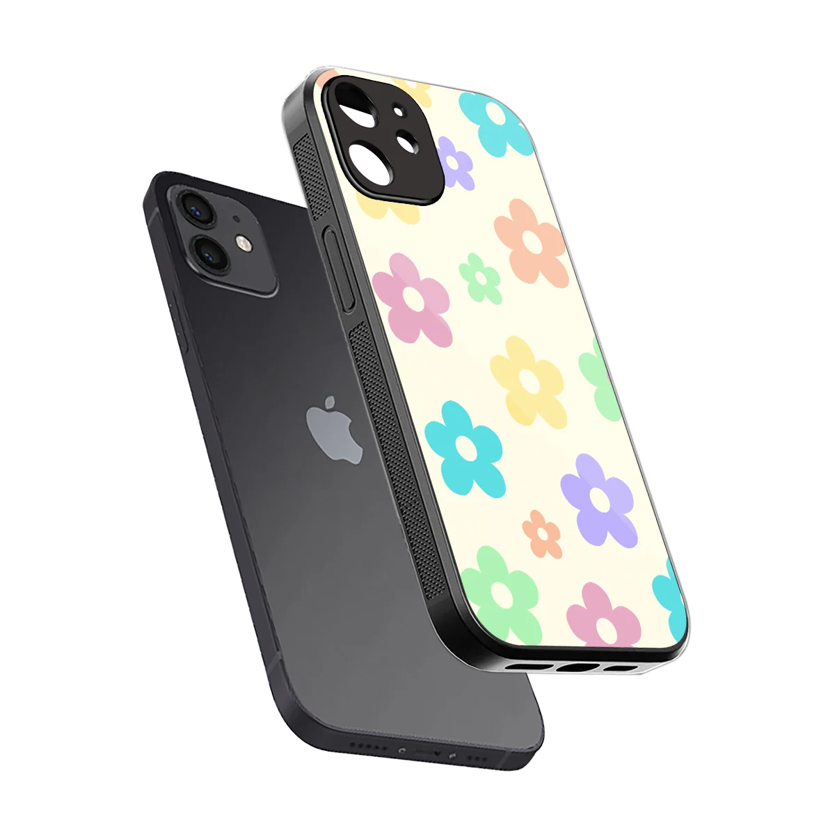 Floral Mosaic sleek iphone 12 cover with tempered glass back and TPU edges