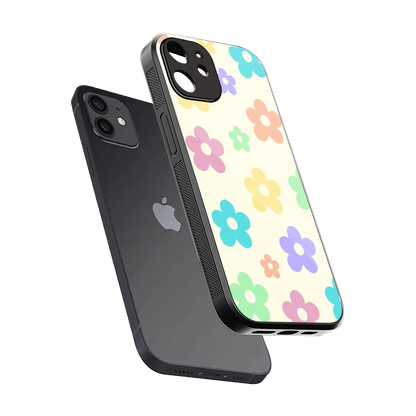 Floral Mosaic sleek iphone 12 cover with tempered glass back and TPU edges