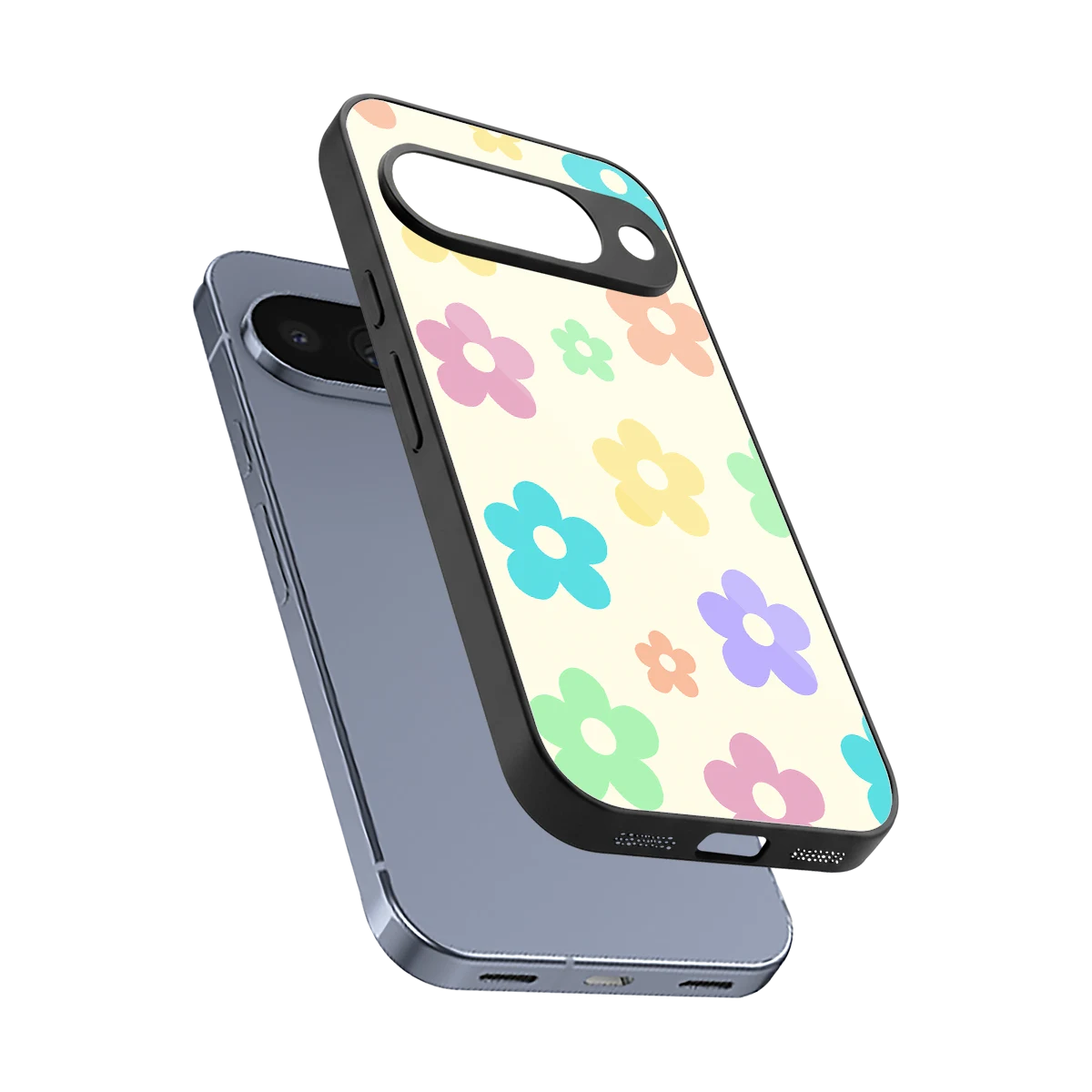 Floral Mosaic sleek google pixel 10 cover with tempered glass back and TPU edges