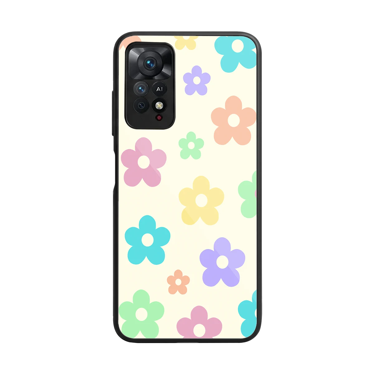 Floral Mosaic back phone cover | glass case for redmi note 11 pro