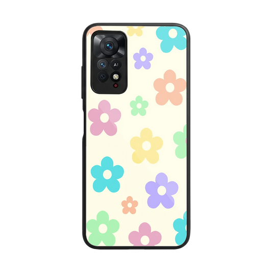 Floral Mosaic back phone cover | glass case for redmi note 11 pro