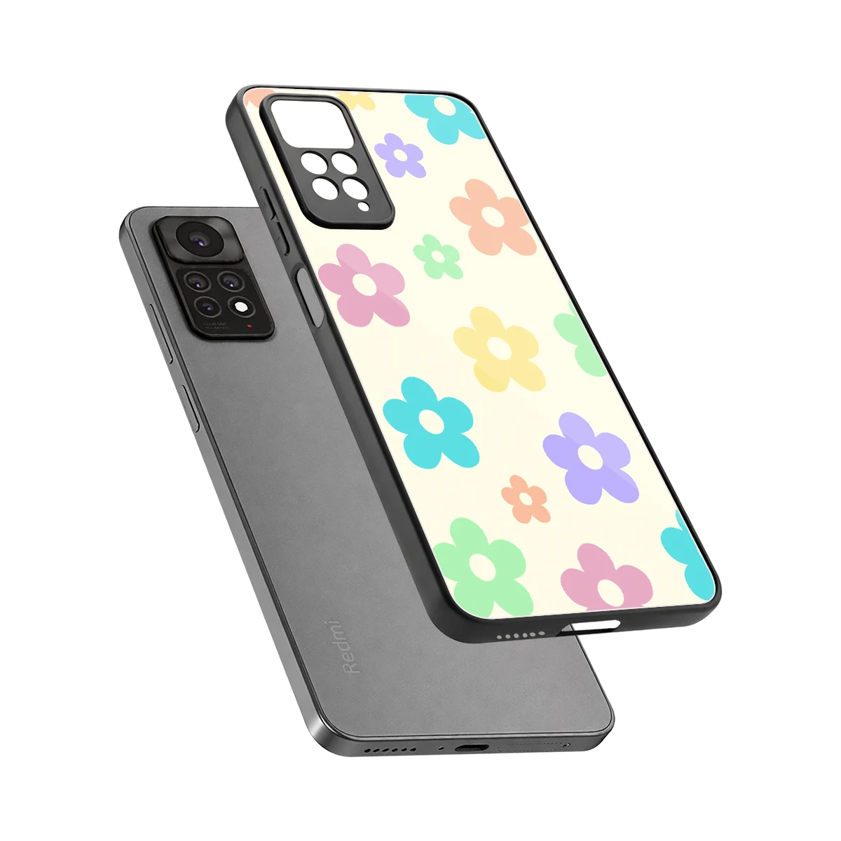 Floral Mosaic sleek redmi note 11 pro cover with tempered glass back and TPU edges