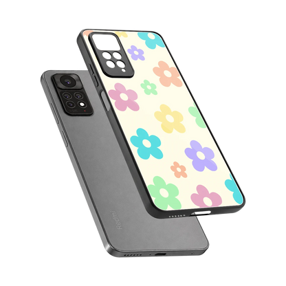 Floral Mosaic sleek redmi note 11 pro cover with tempered glass back and TPU edges