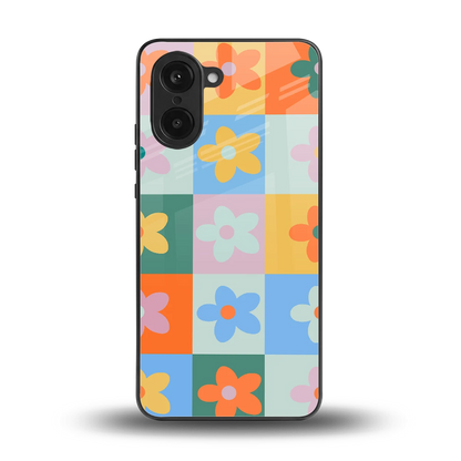 Floral Patchwork back phone cover | glass case for oneplus nord ce5 5g