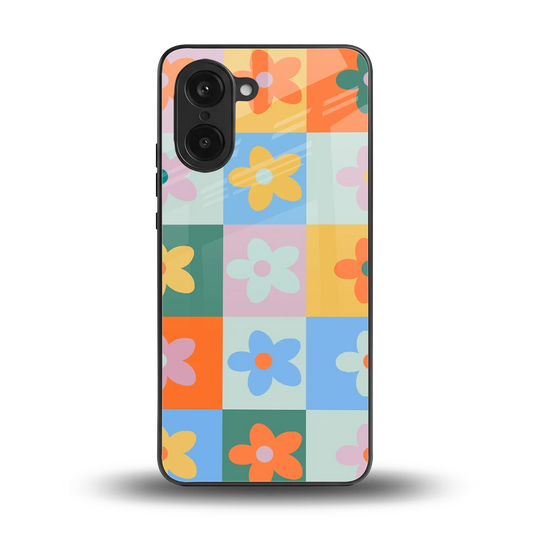 Floral Patchwork back phone cover | glass case for oneplus nord ce5 5g