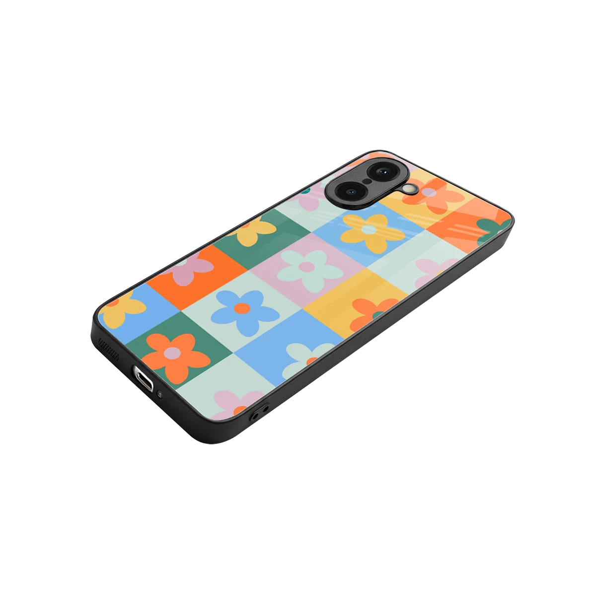 Floral Patchwork stylish phone case for oneplus nord ce5 5g | glossy glass and slim fit