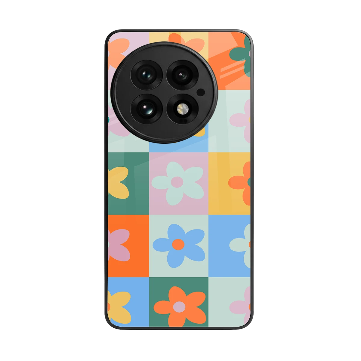 Floral Patchwork back phone cover | glass case for oneplus 13