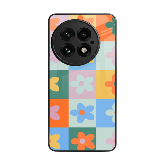 Floral Patchwork back phone cover | glass case for oneplus 13